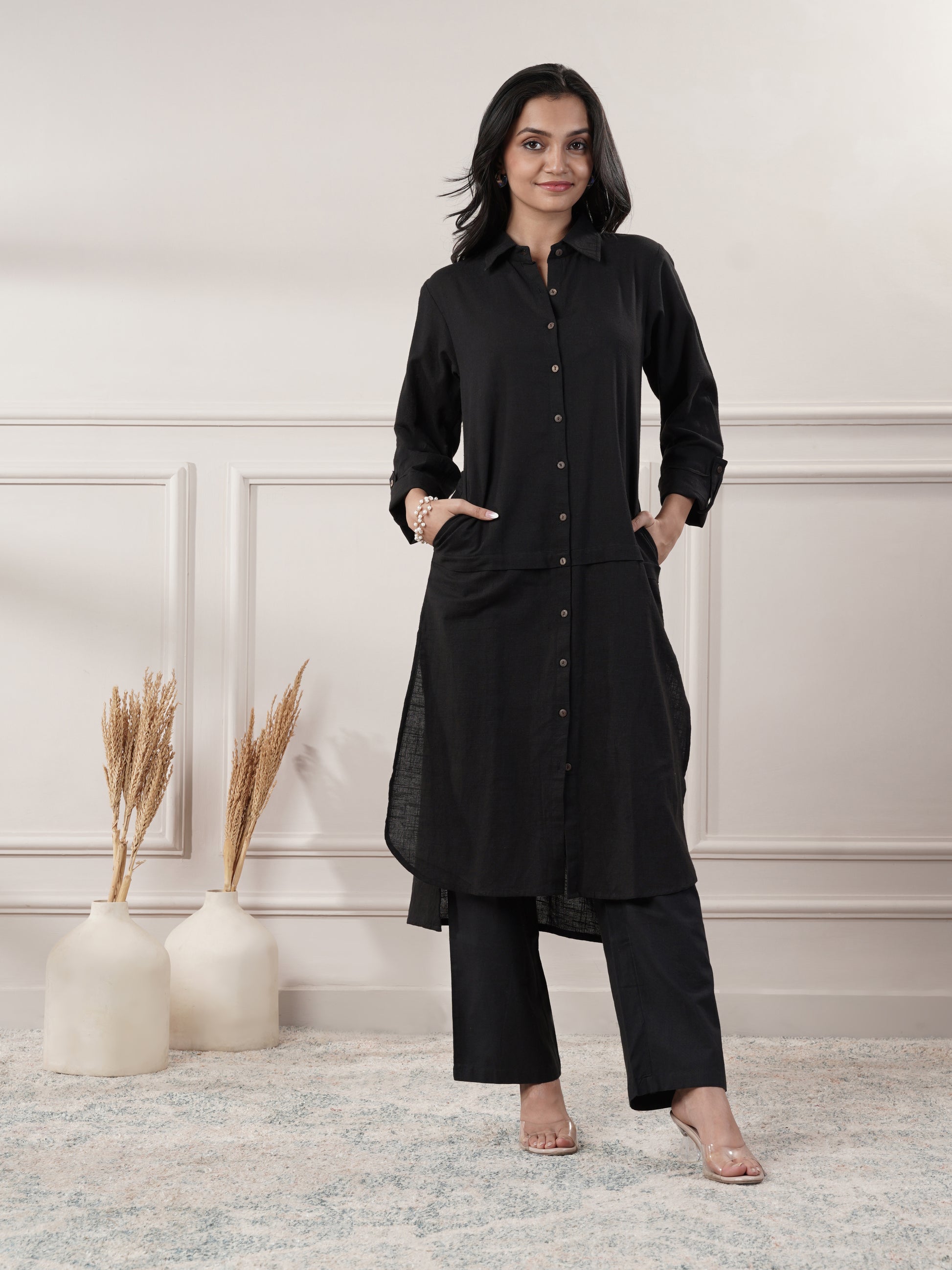 Black Cotton Party Wear Dress