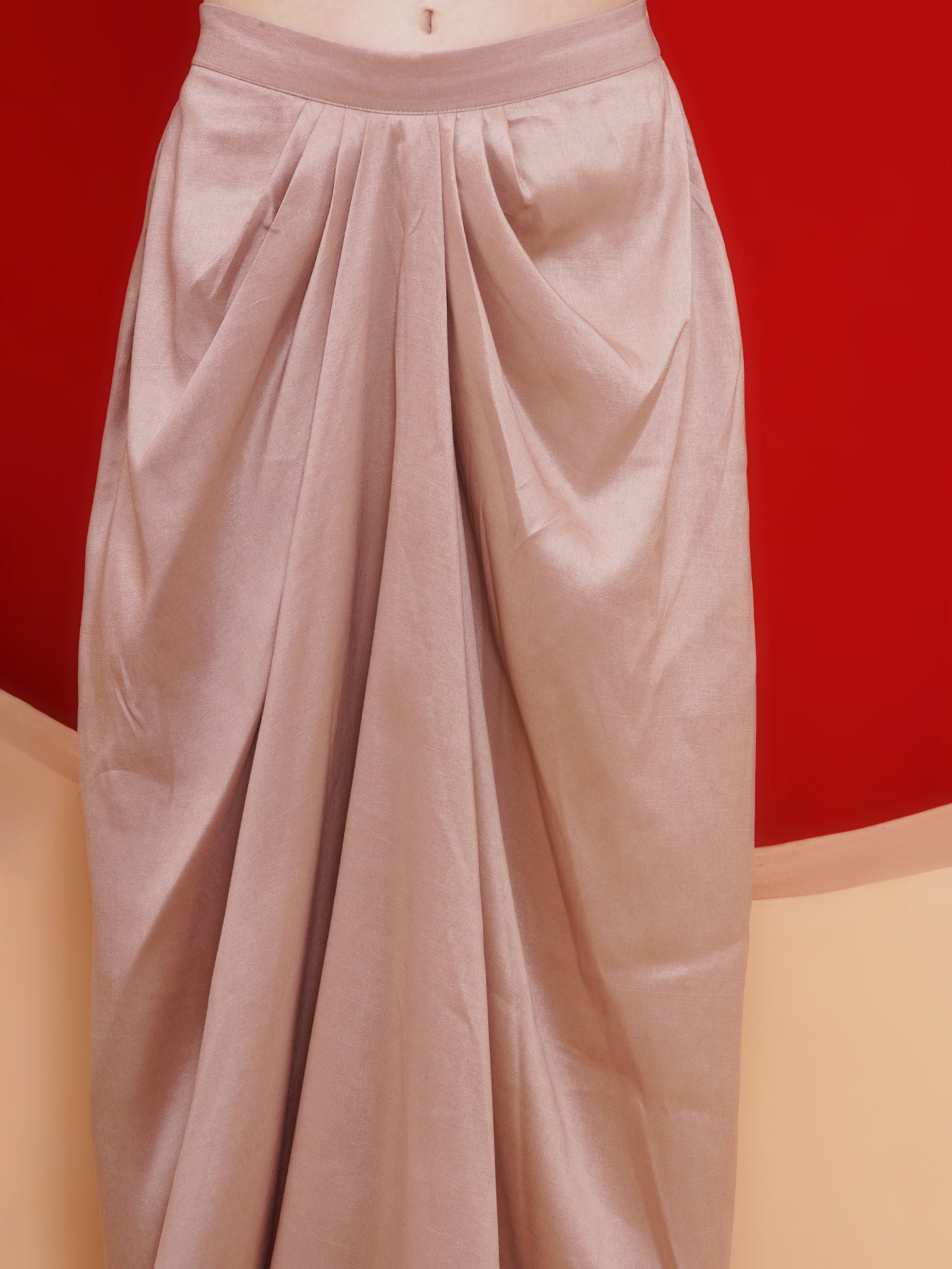 Women Purple and Rose Gold Skirt set with Cape
