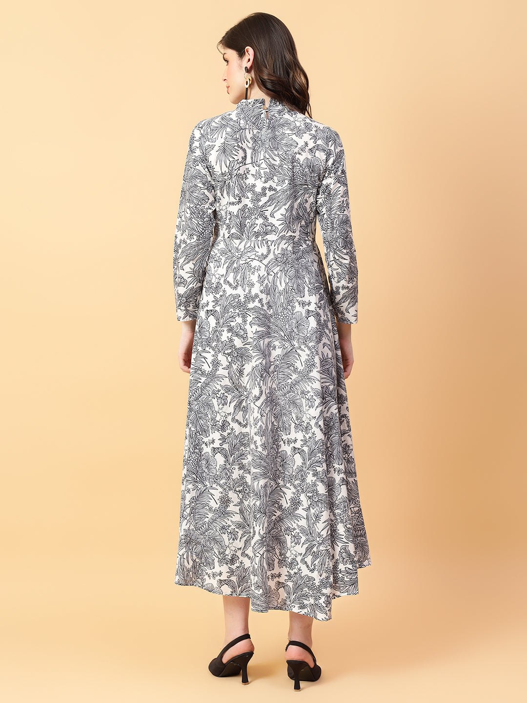 Grey Cotton Printed & Hand Work Party wear dresses