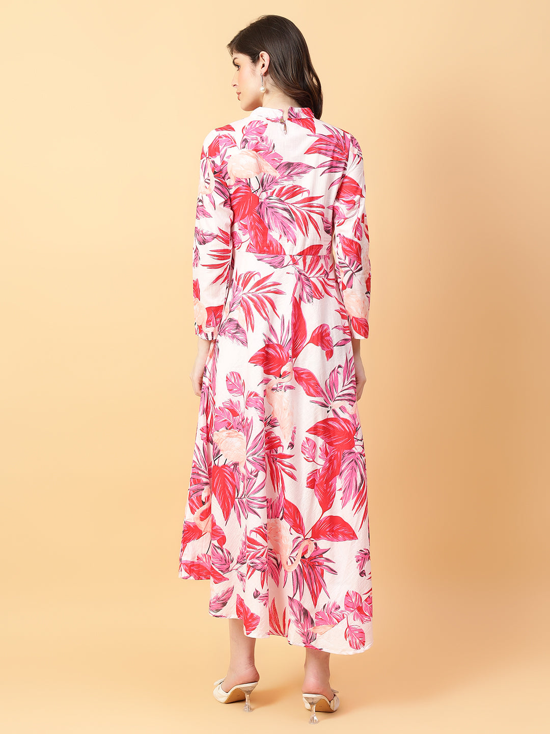 Red Cotton Printed & Hand Work Party wear dresses