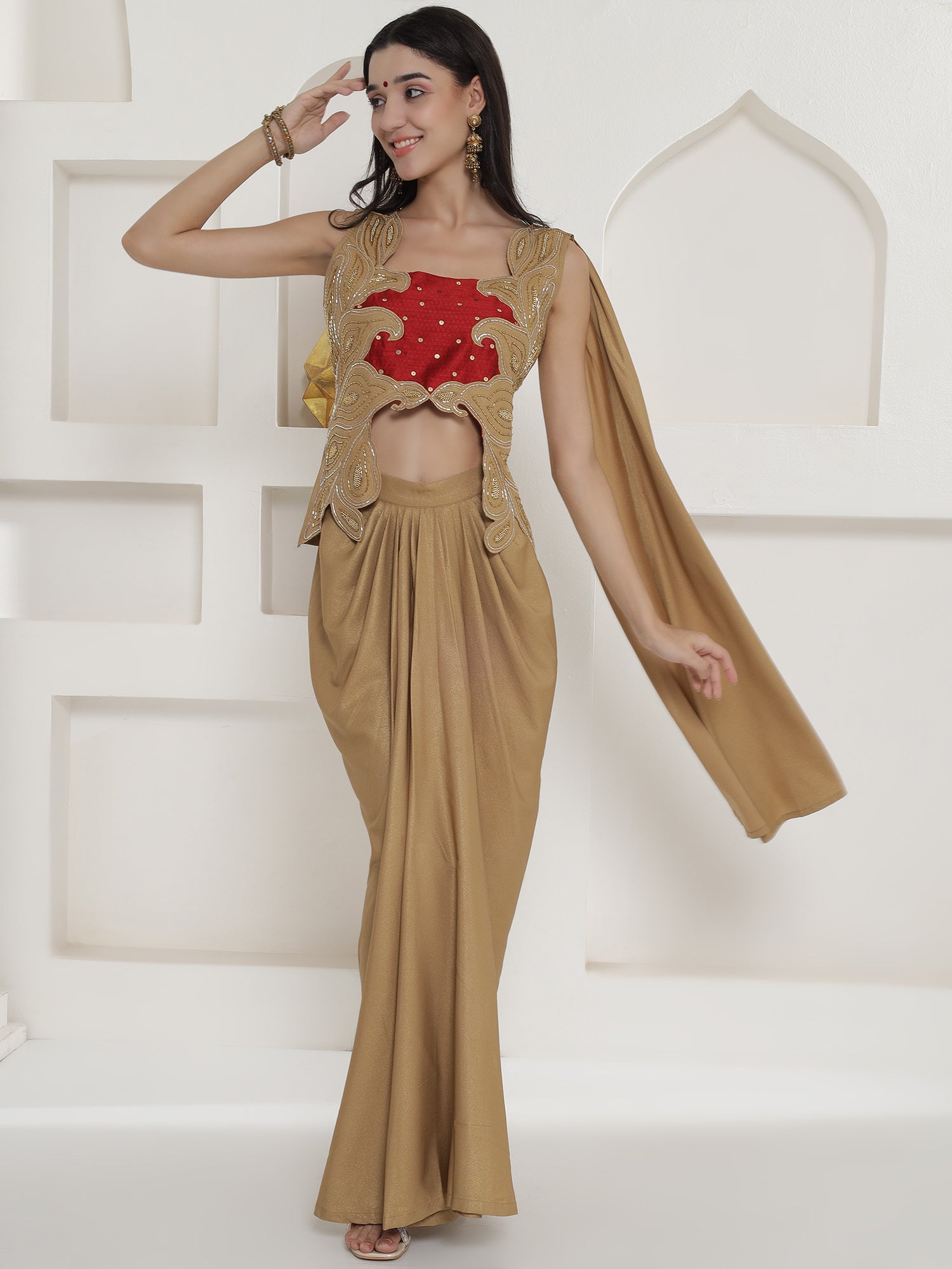 Golden Shimmer Chinnon Skirt Set