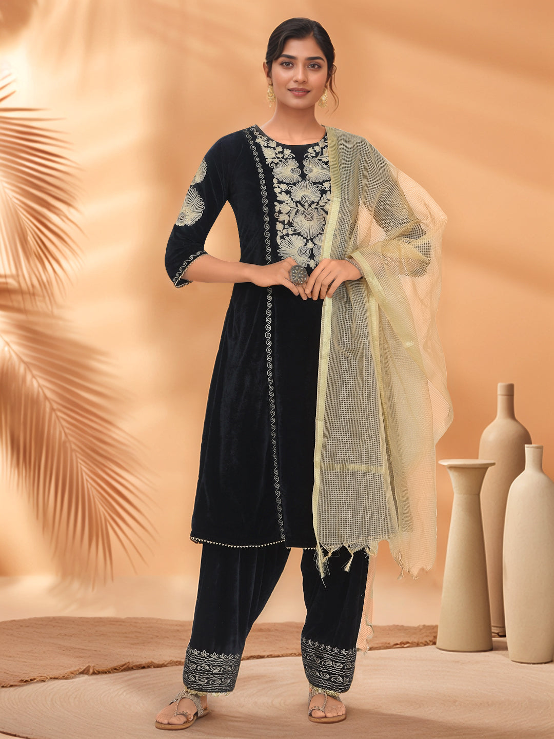 Women Black Velvet Salwar set
