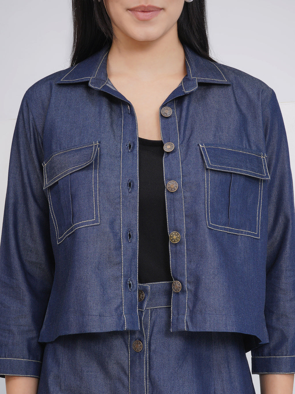 Ethnic Black Denim Pencil with Inner and Jacket