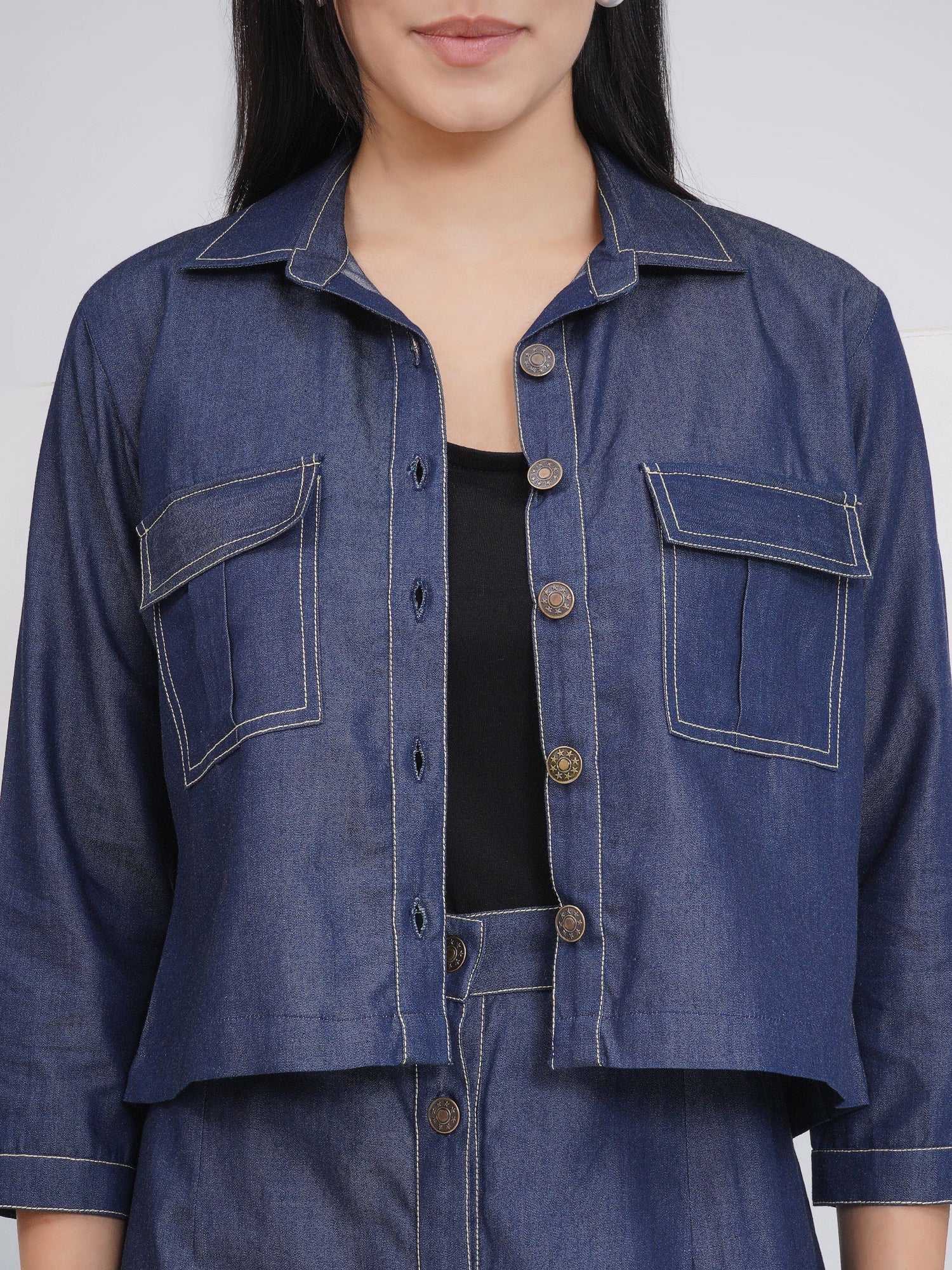 Ethnic Black Denim Pencil with Inner and Jacket