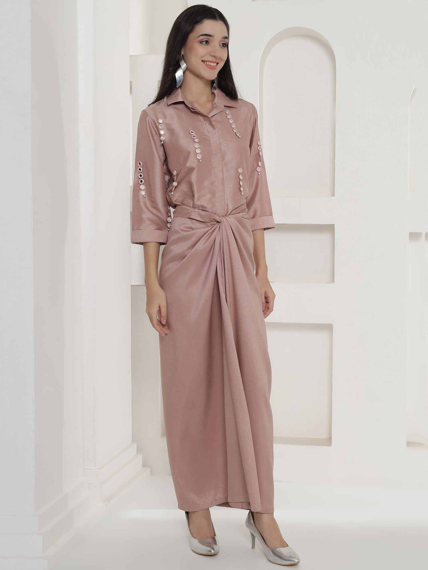 Rose Gold Tie Knot Skirt Set