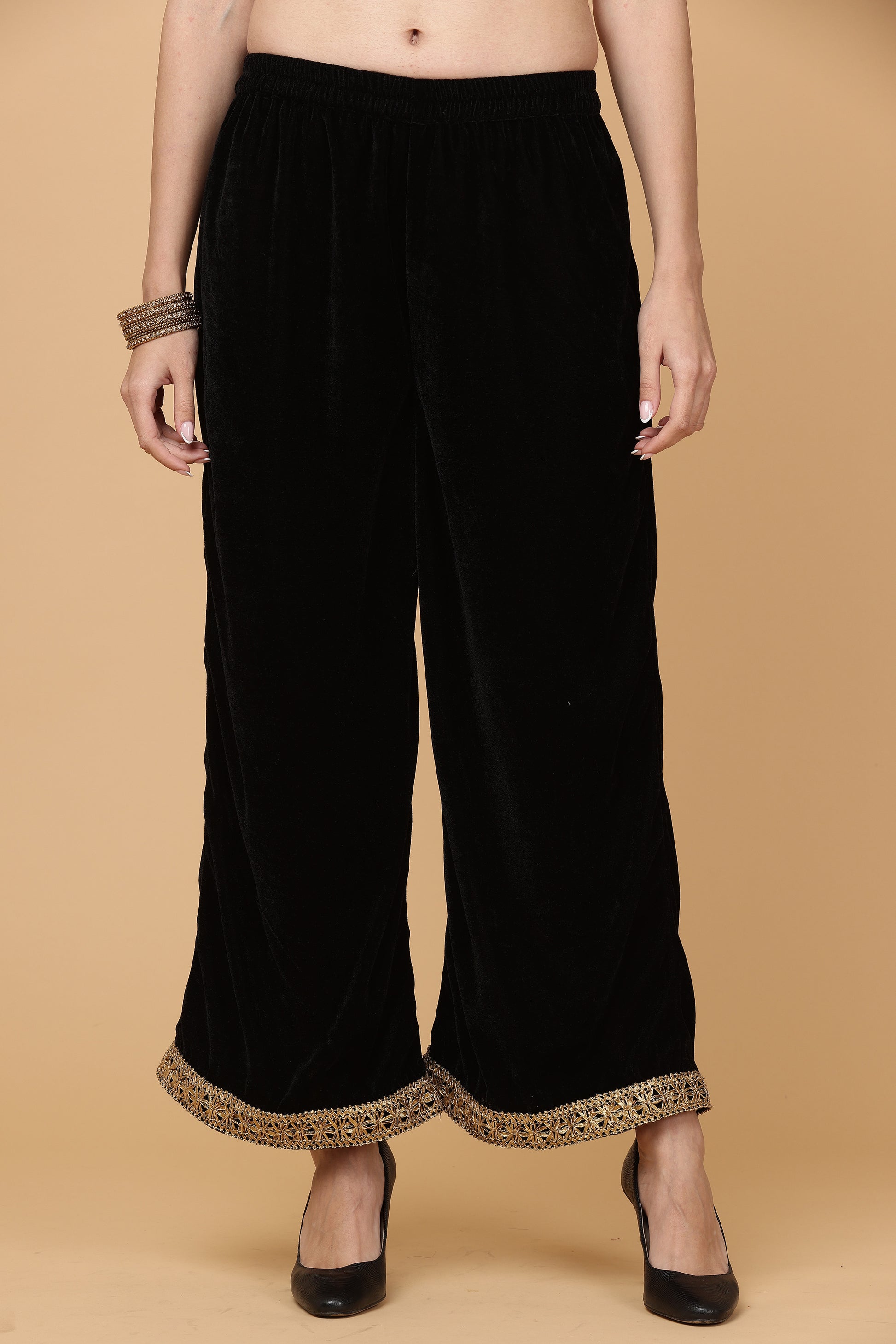 Women Black Velvet Kurta set