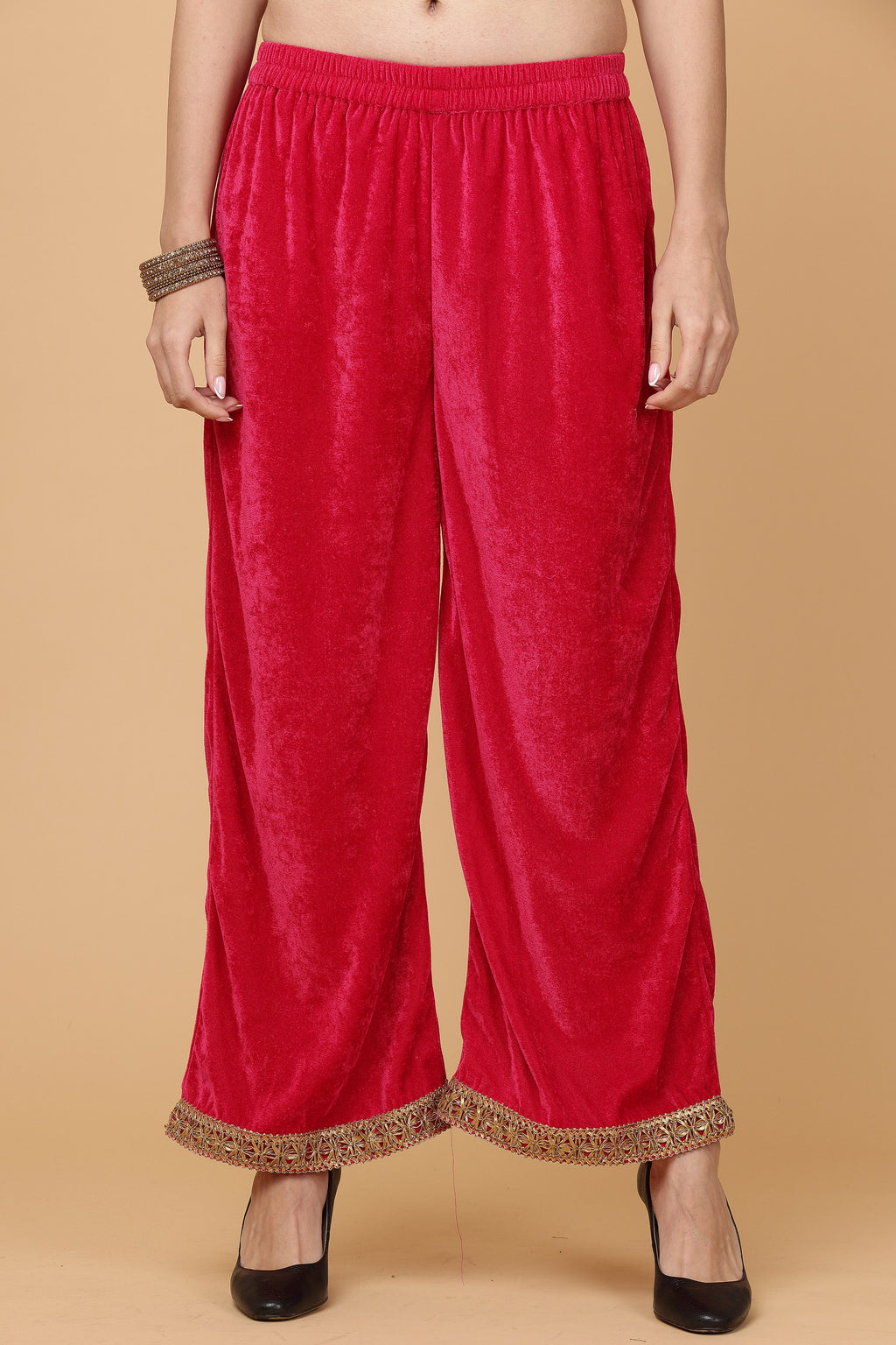 Women Pink Velvet Kurta set