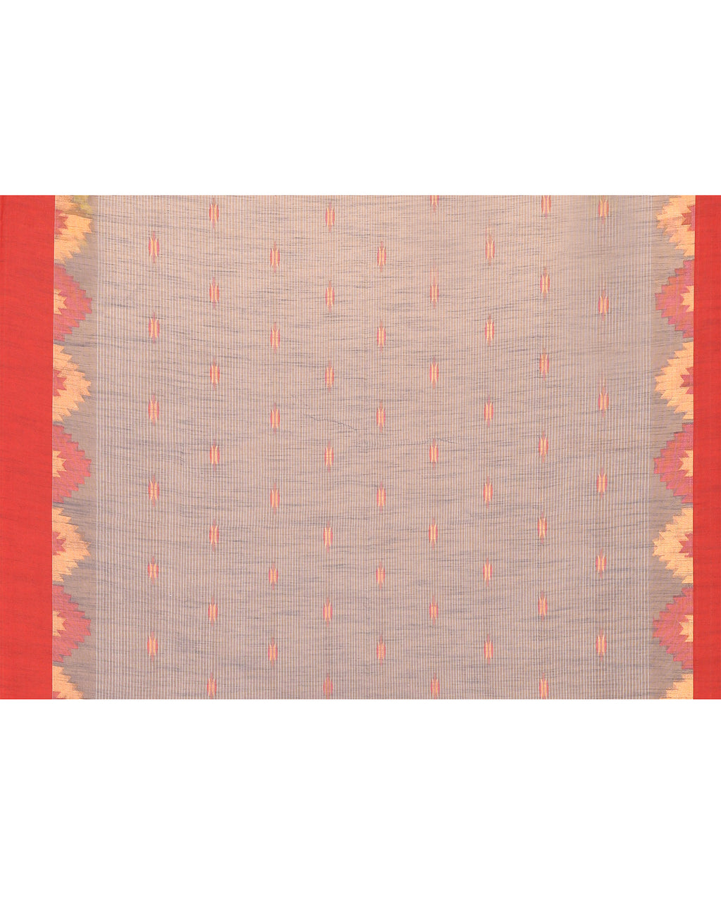 Women Cotton Blend Grey Woven  Saree