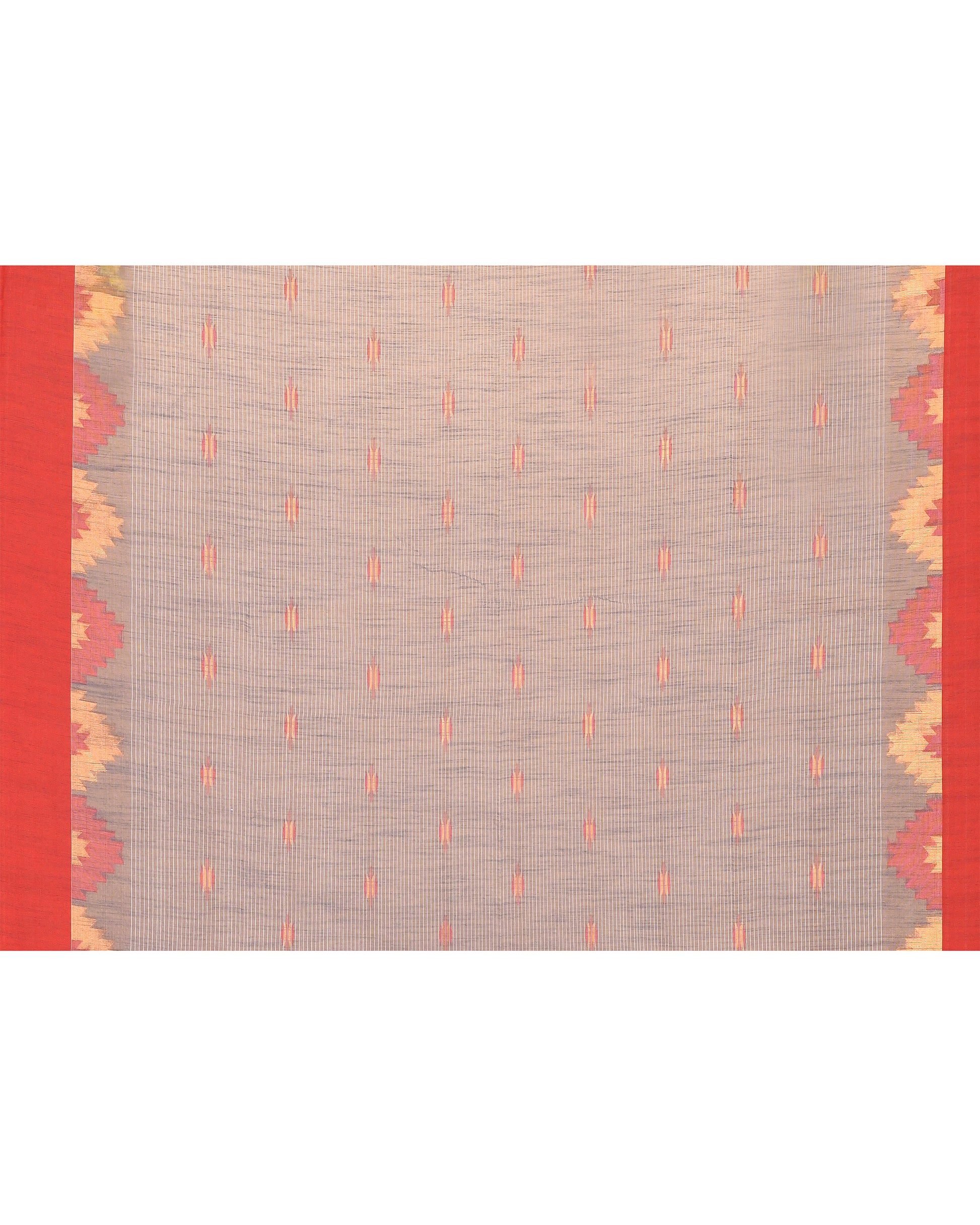 Women Cotton Blend Grey Woven  Saree