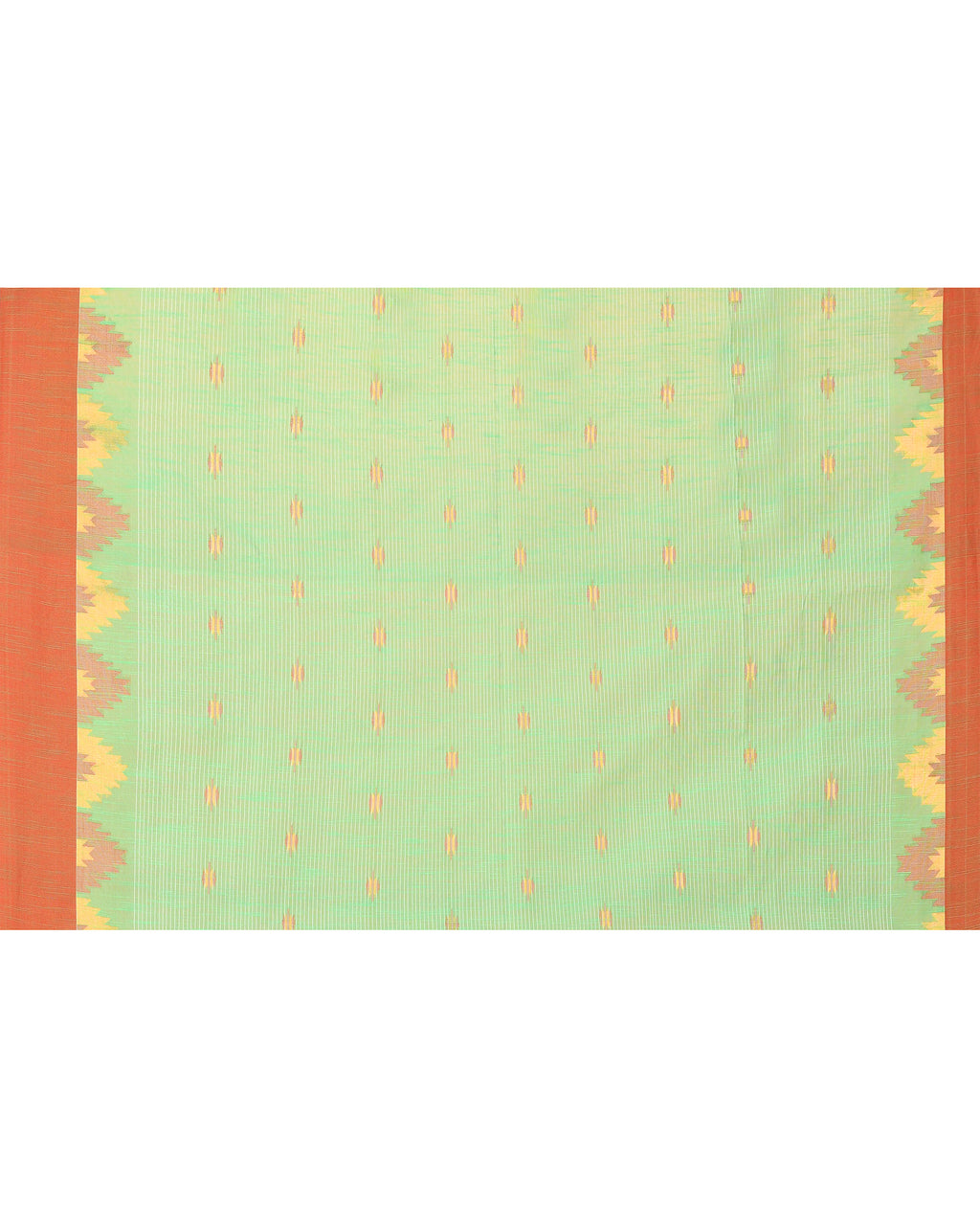 Women Cotton Blend Green Woven  Saree
