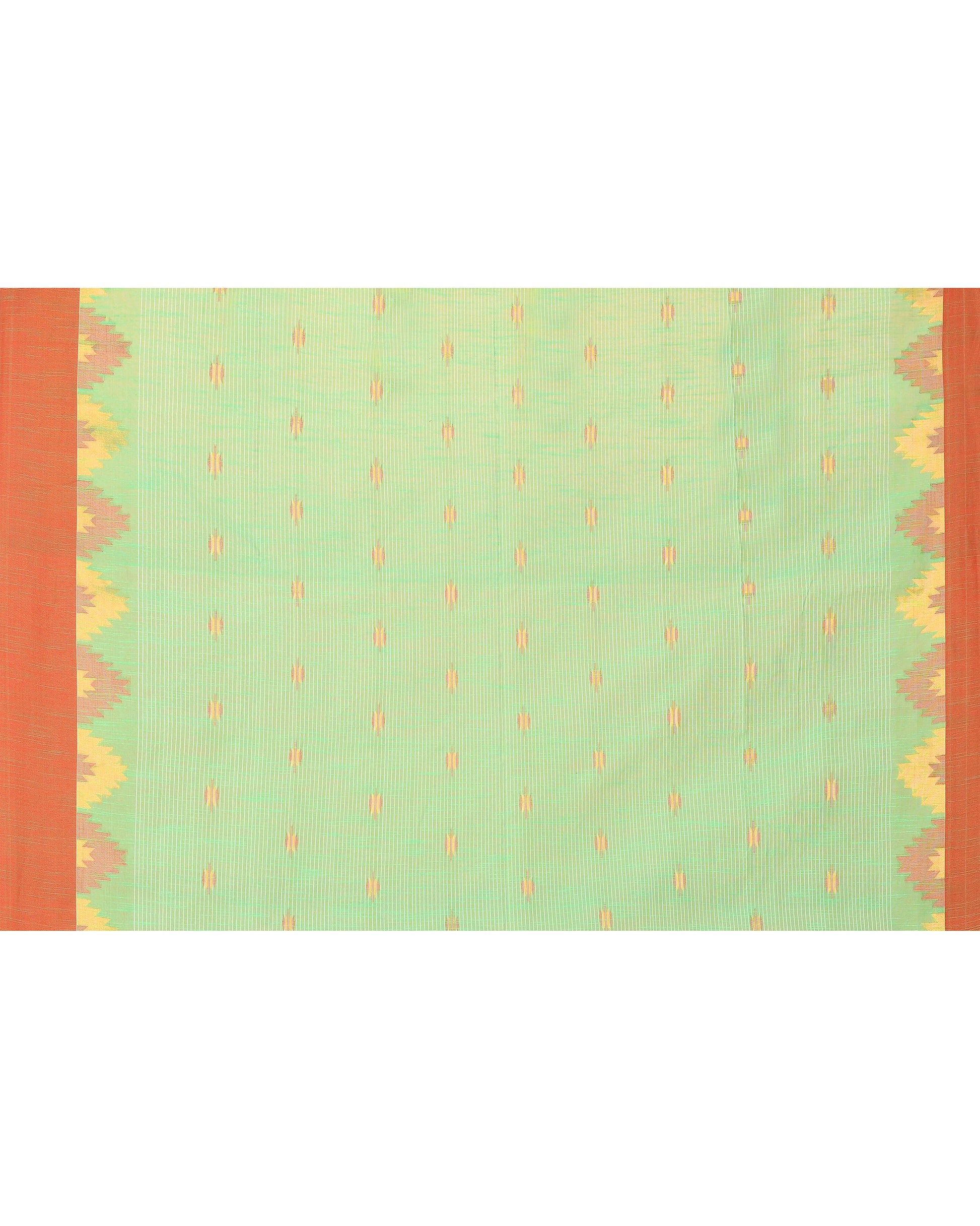 Women Cotton Blend Green Woven  Saree
