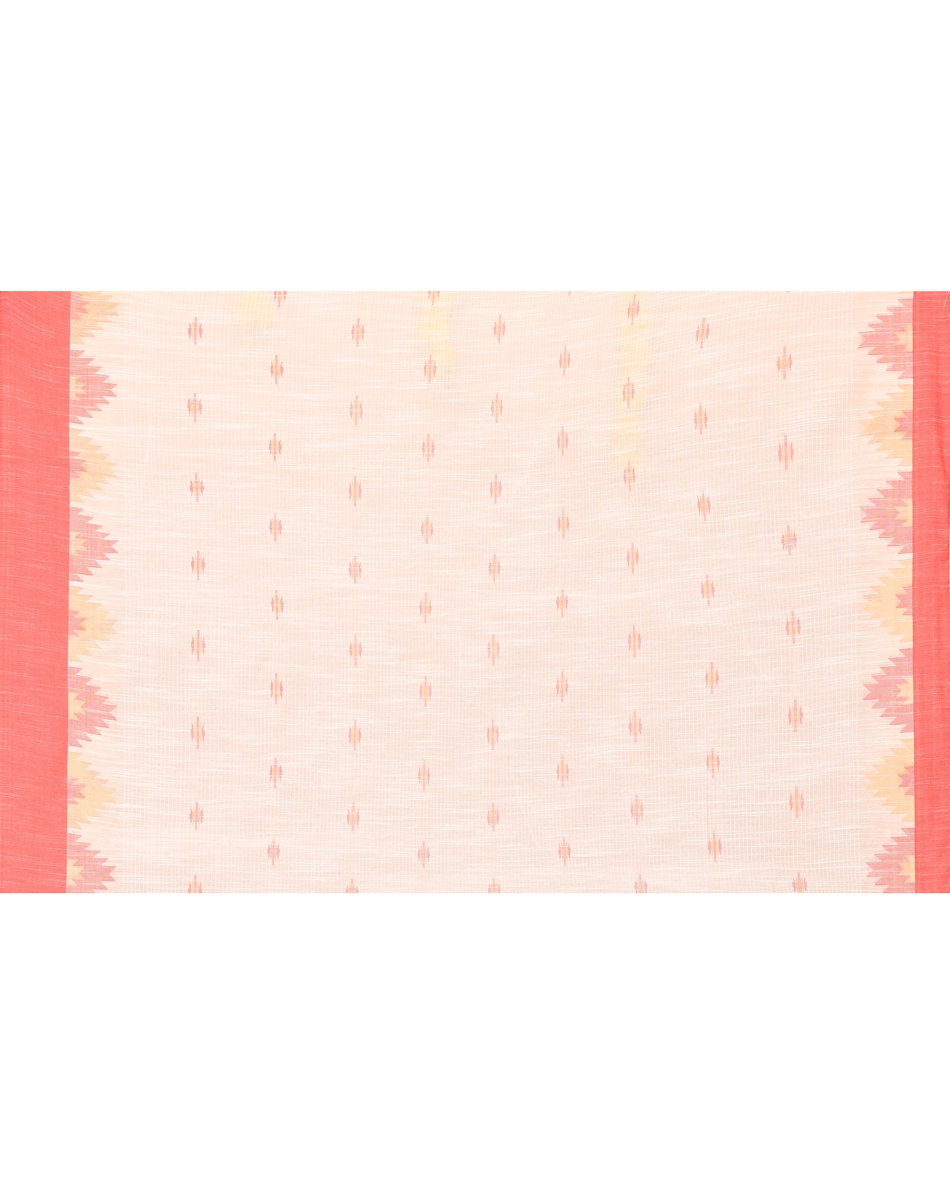 Women Cotton Blend White Woven  Saree