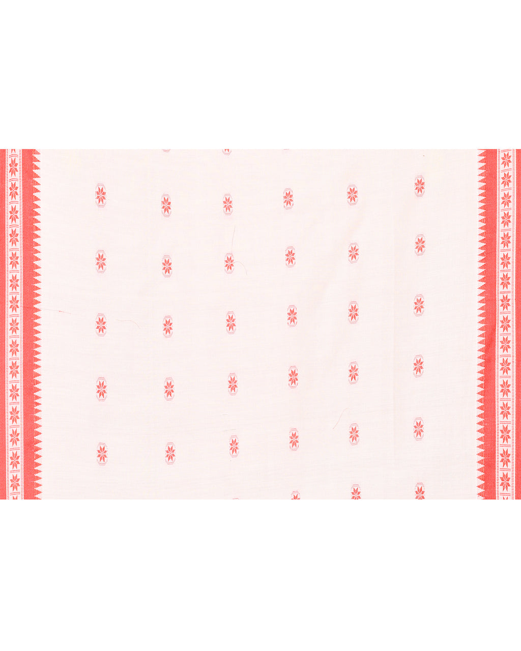 Women Cotton Off White Woven  Saree