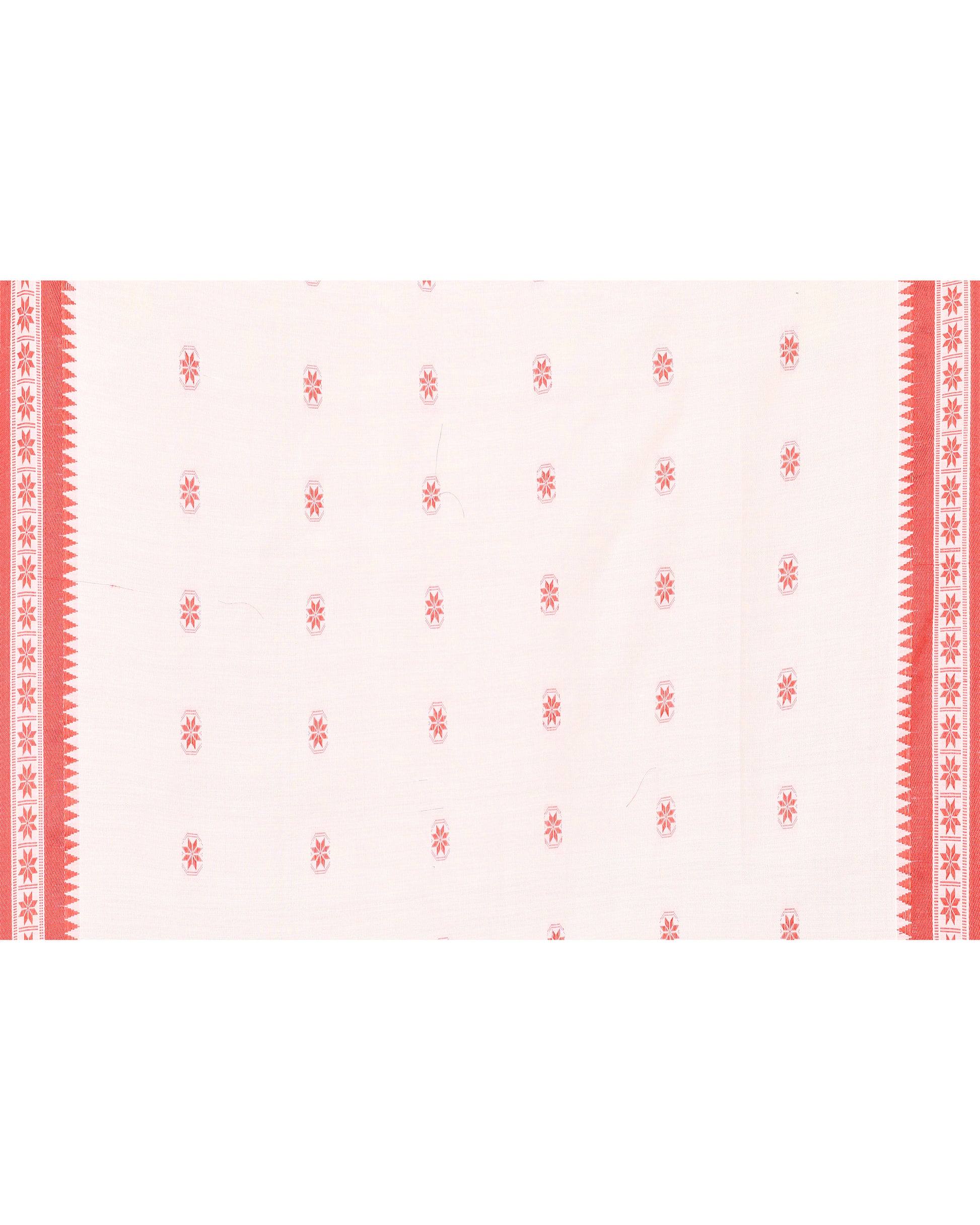 Women Cotton Off White Woven  Saree