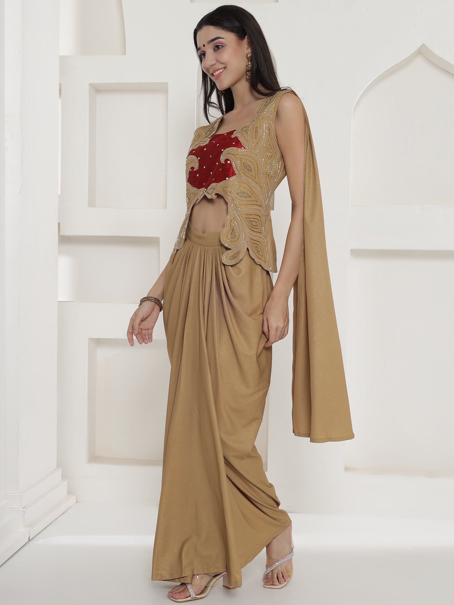 Golden Shimmer Chinnon Skirt Set