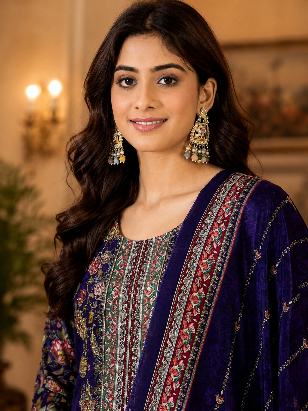 Women's Silk Navy Blue Kurta Set