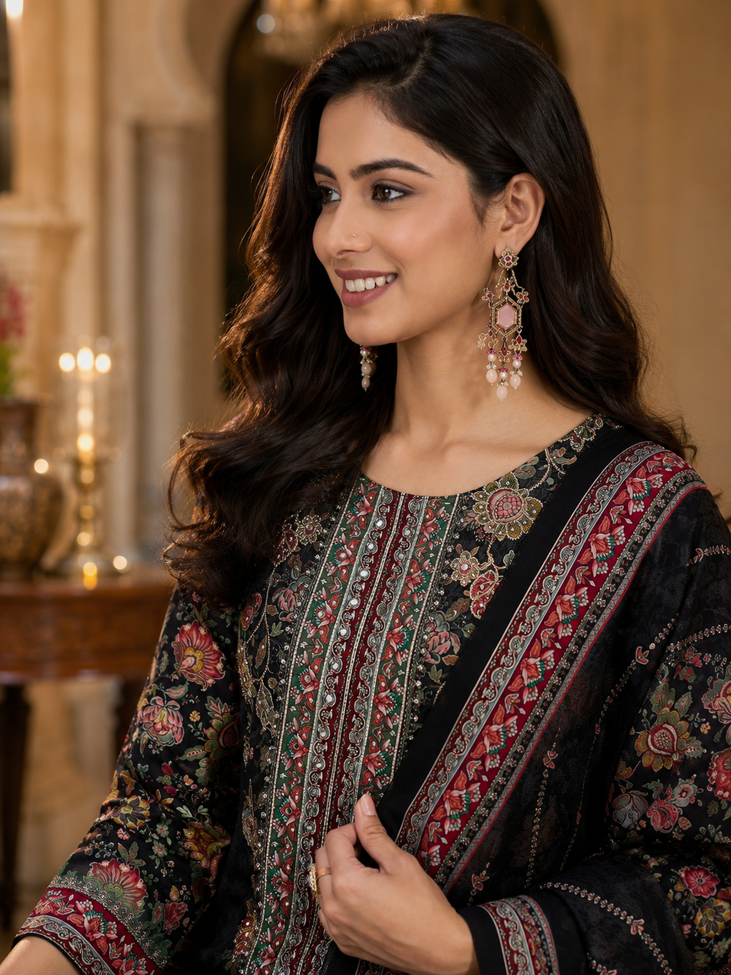 Women's Silk Black Kurta Set