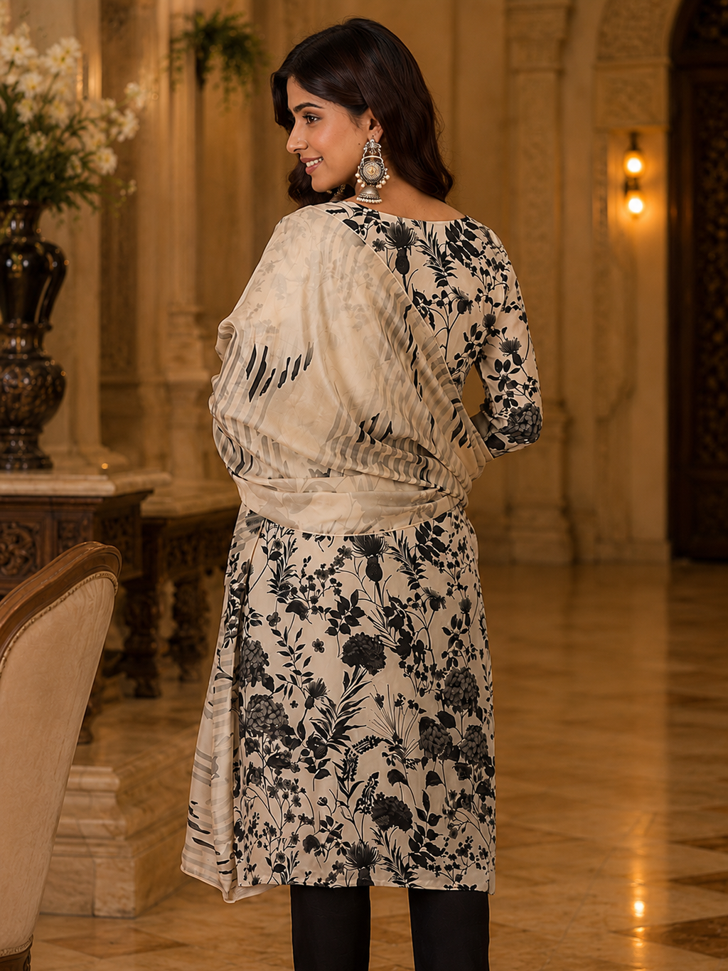 Women's Silk Beaige Kurta Set
