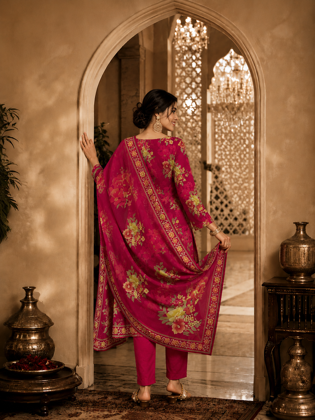 Women's Silk Beaige Kurta Set