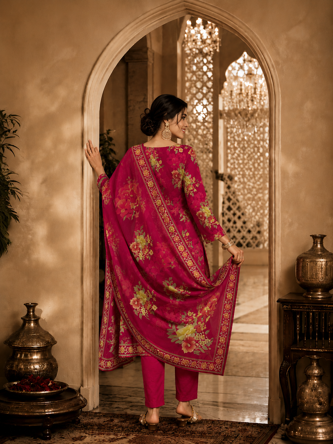 Women's Silk Beaige Kurta Set