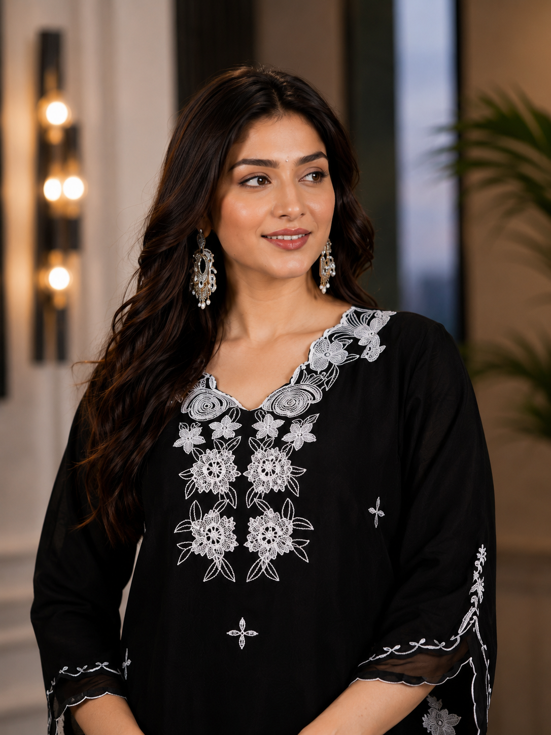 Women's Silk Black Kurta Set