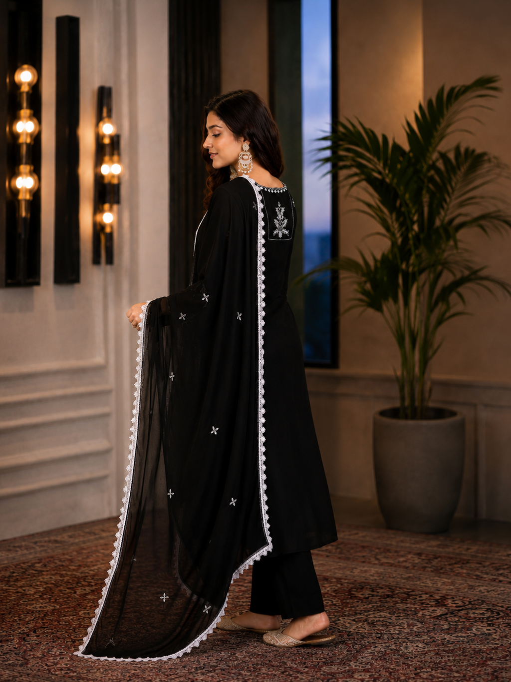 Women's Silk Black Kurta Set