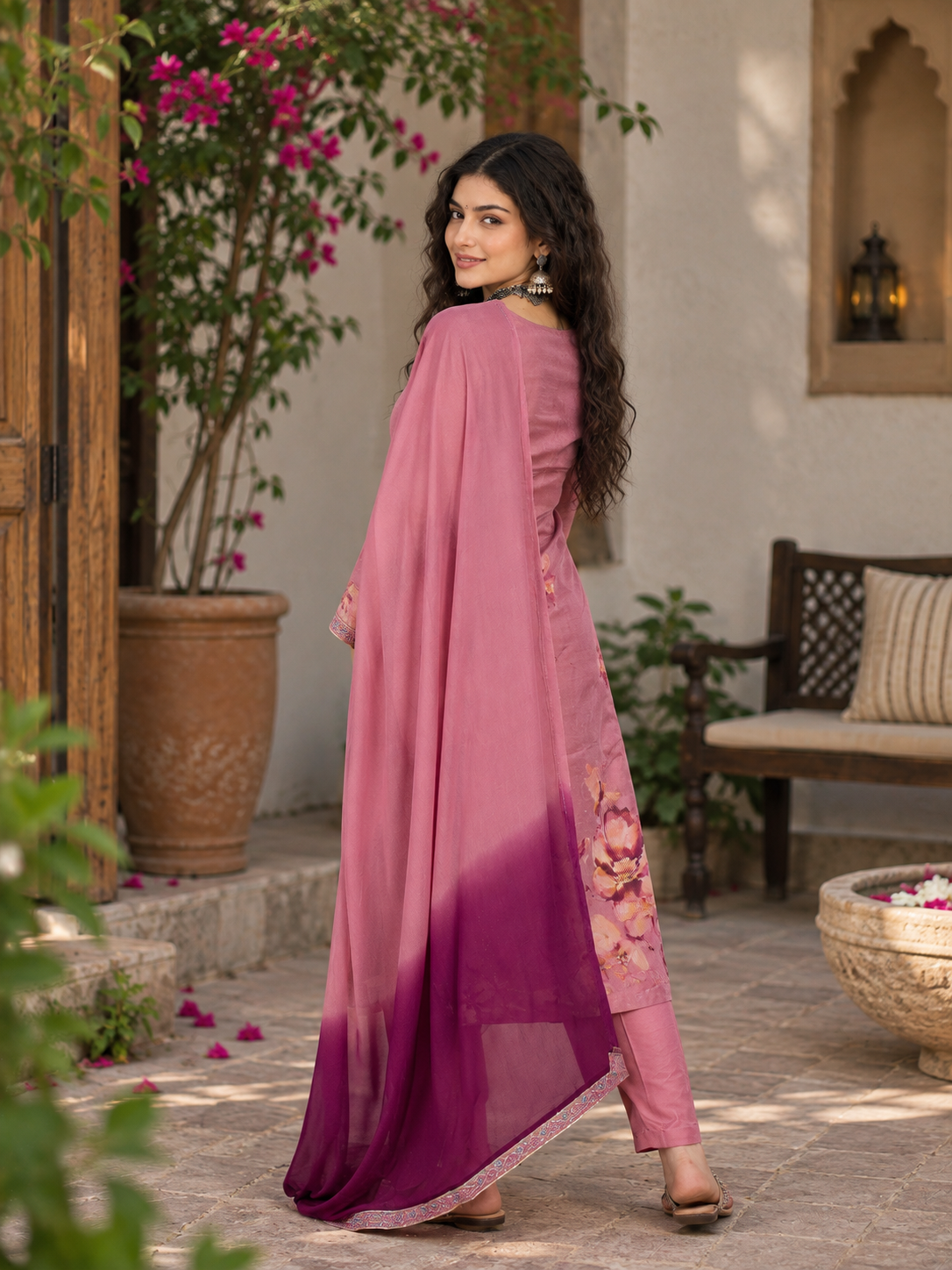 Women Mauve Simmar Silk Embroidery  Kurta set