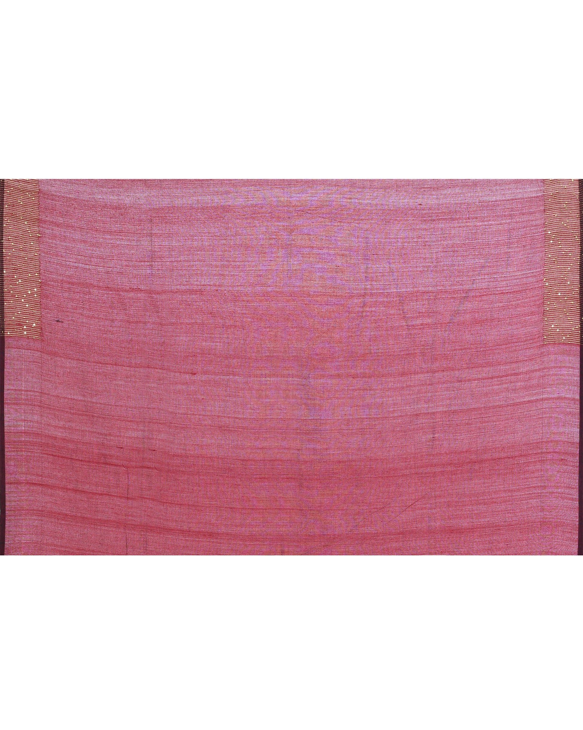 Women Cotton Maroon Woven  Saree