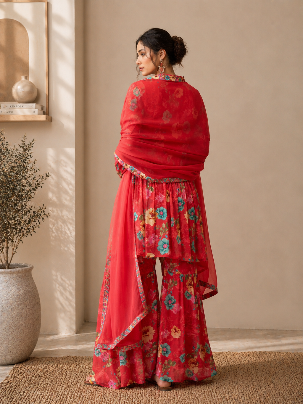 Women's Silk Blend Pink Stitched Kurta set