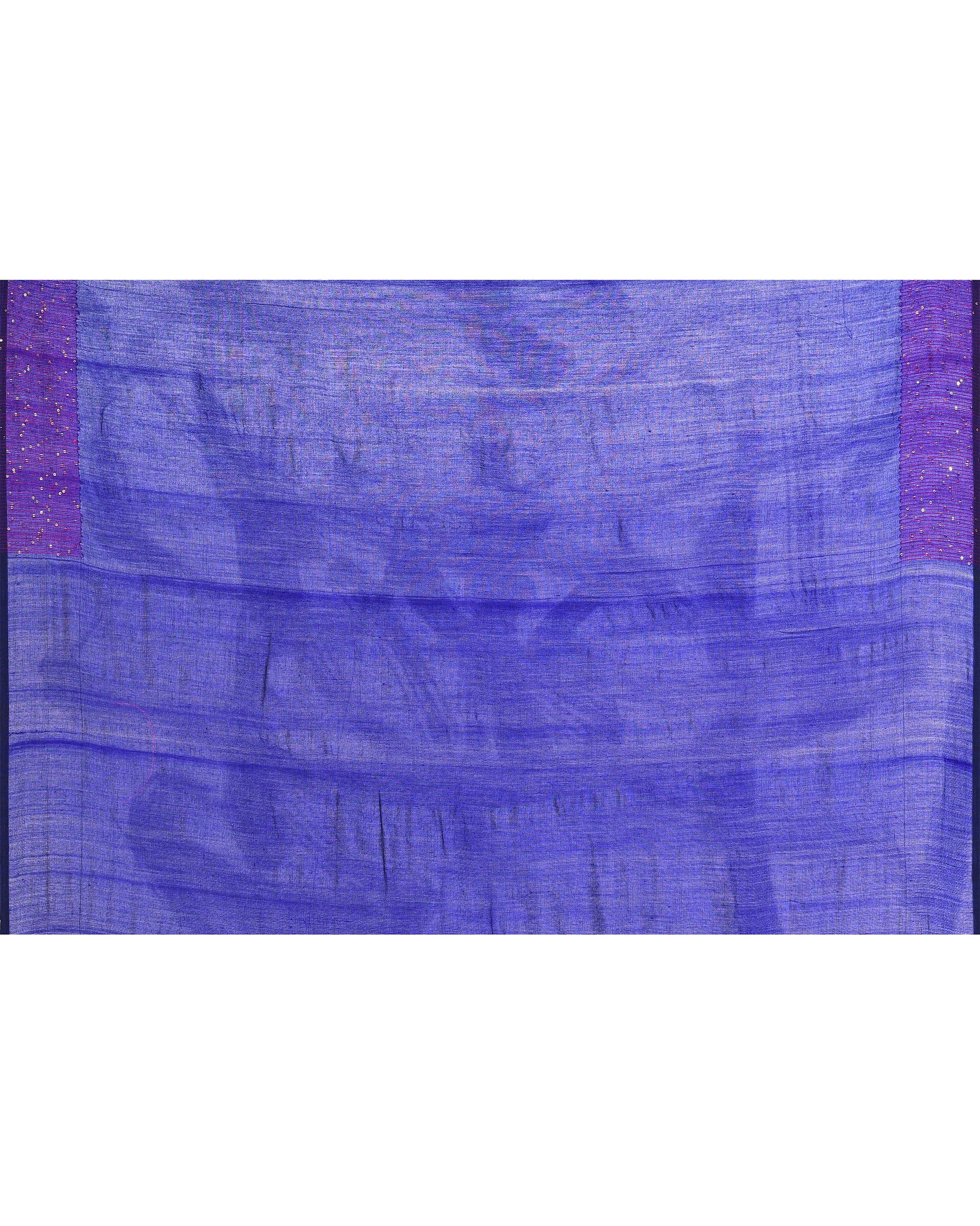 Women Cotton Blue Woven  Saree