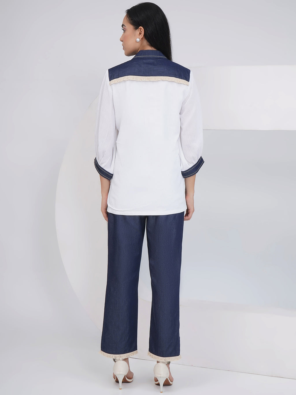Ethnic White White Embellished shirt with Embellished Pants
