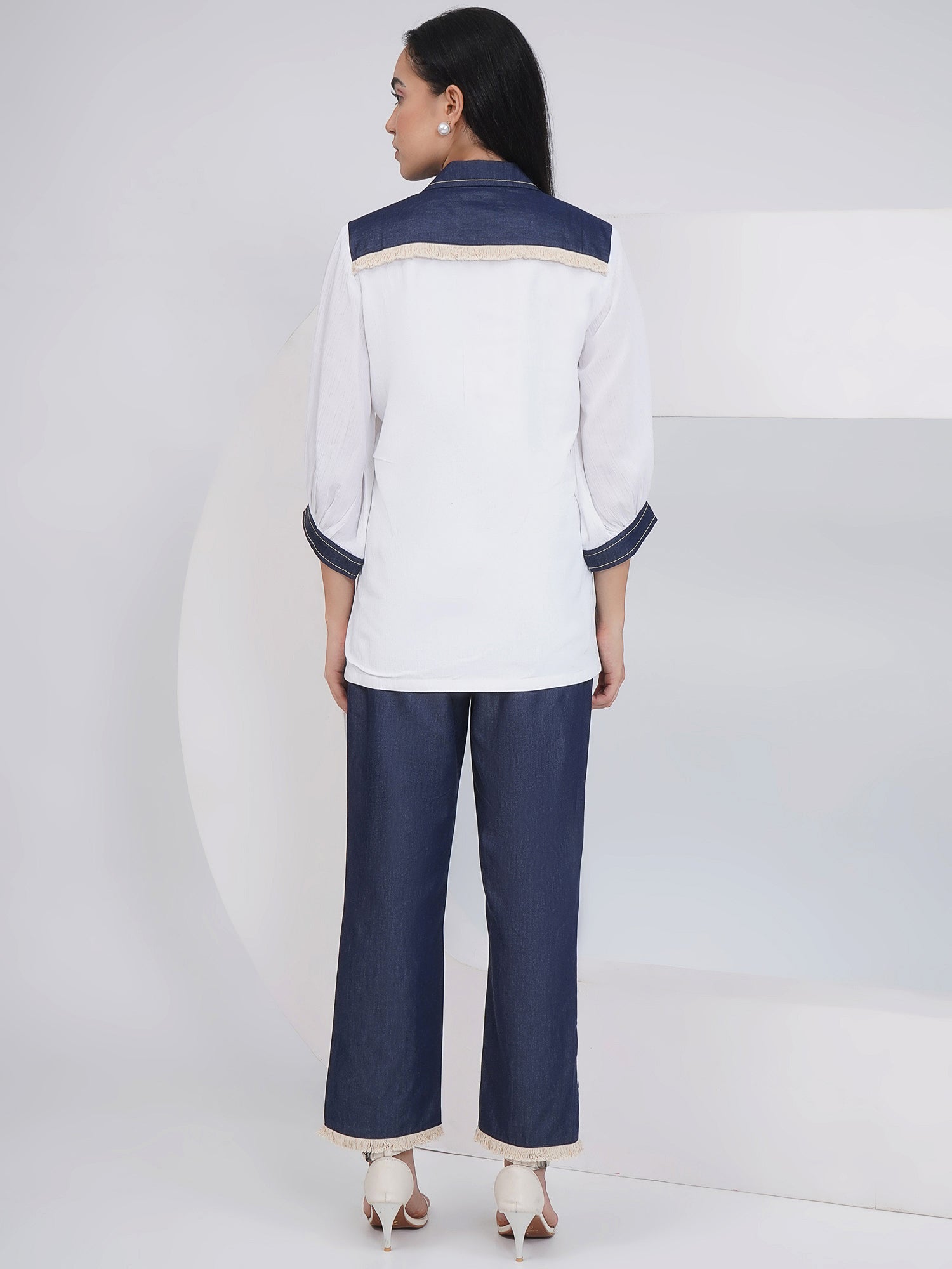 Ethnic White White Embellished shirt with Embellished Pants