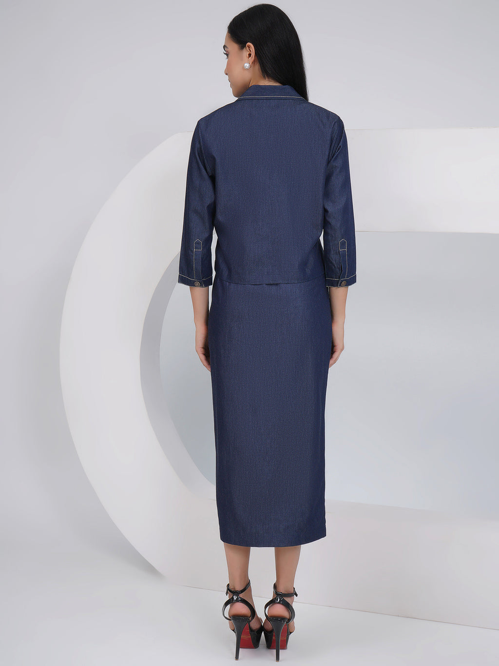 Ethnic Black Denim Pencil with Inner and Jacket