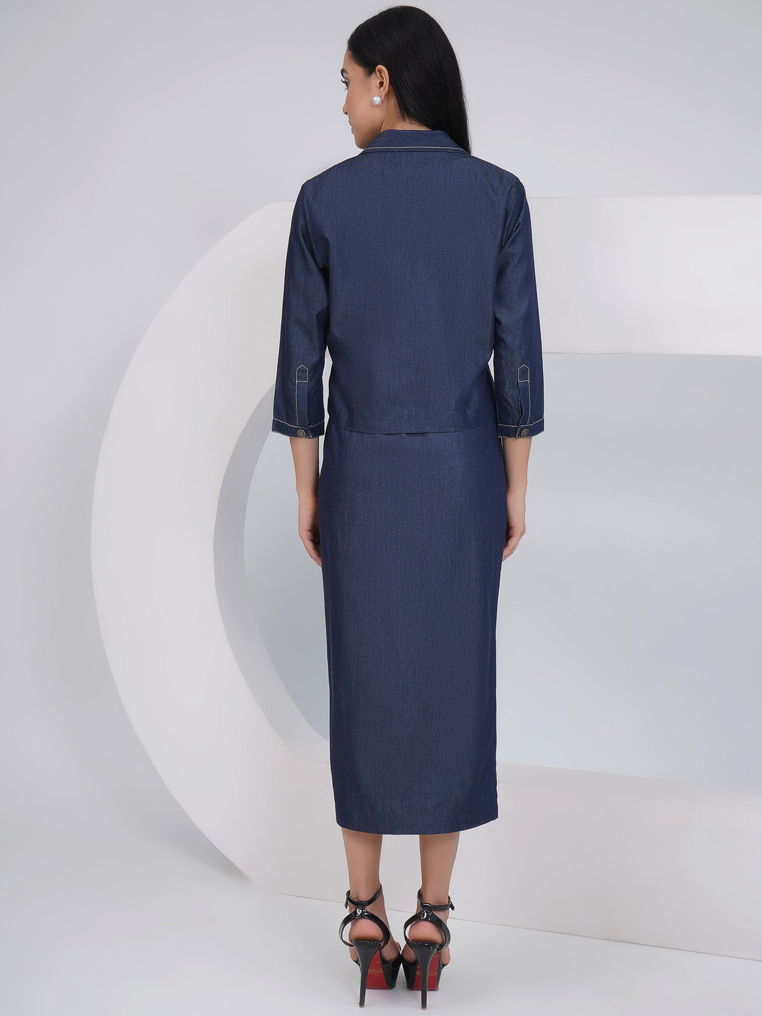 Ethnic Black Denim Pencil with Inner and Jacket