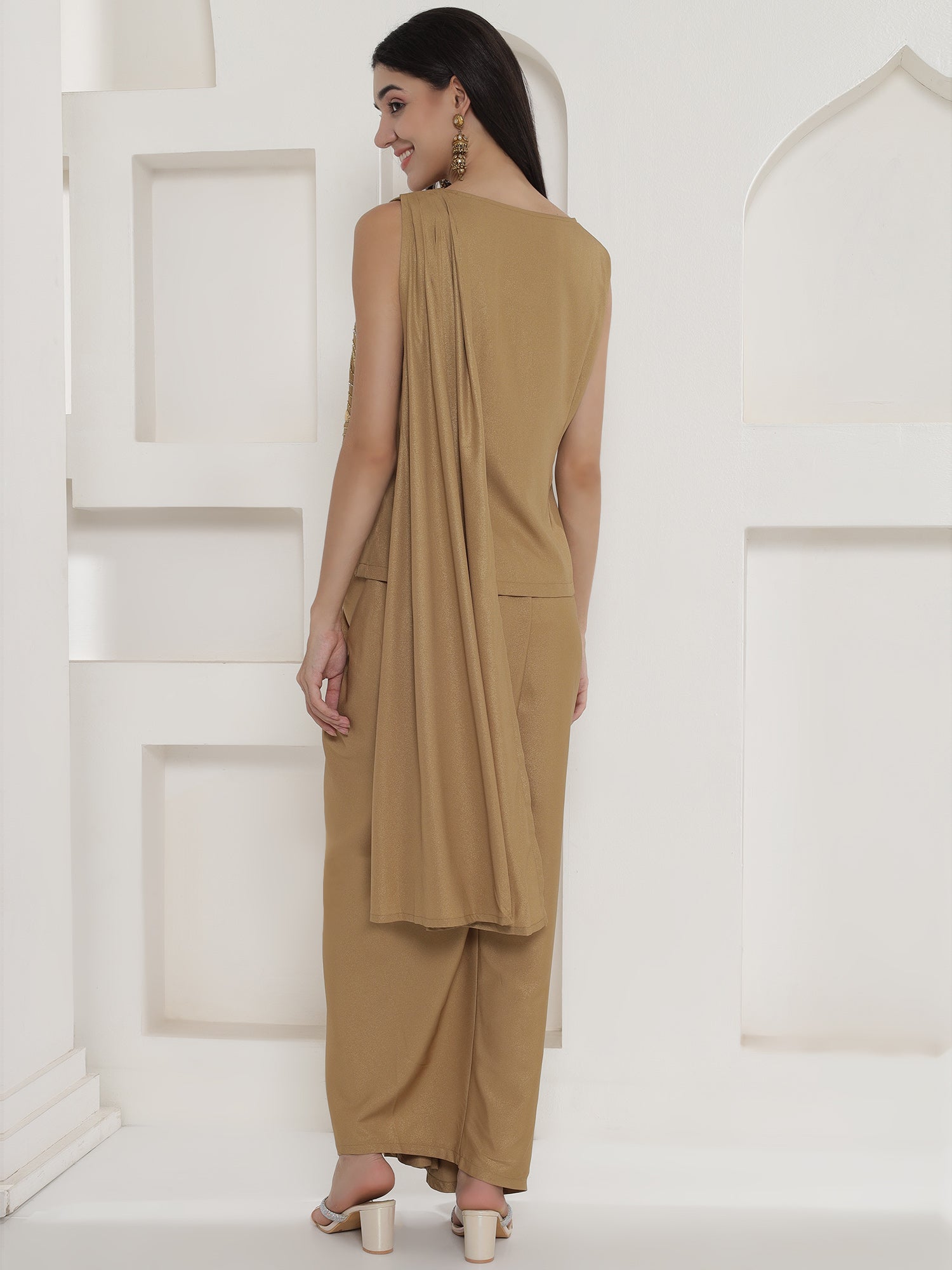 Golden Shimmer Chinnon Skirt Set