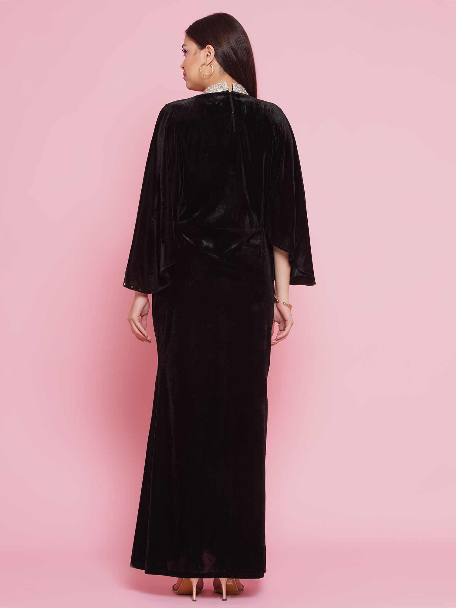 Women Black Velvet Gown