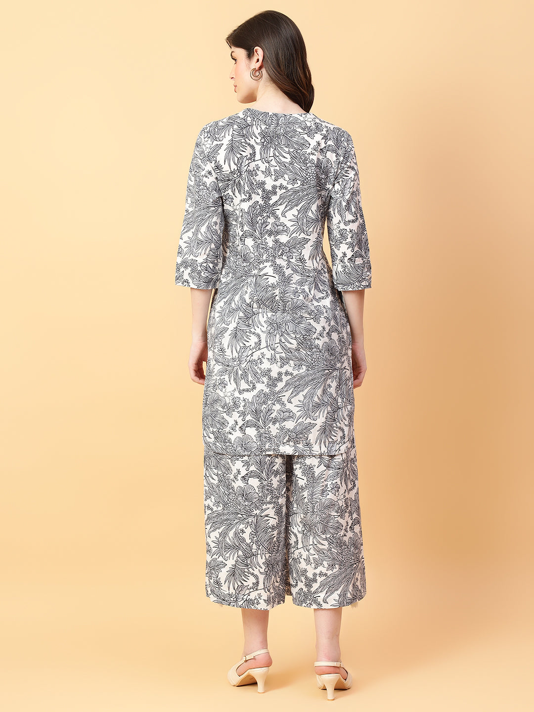 Grey Cotton Printed & Hand Work Co-ord Set (Set of 2)