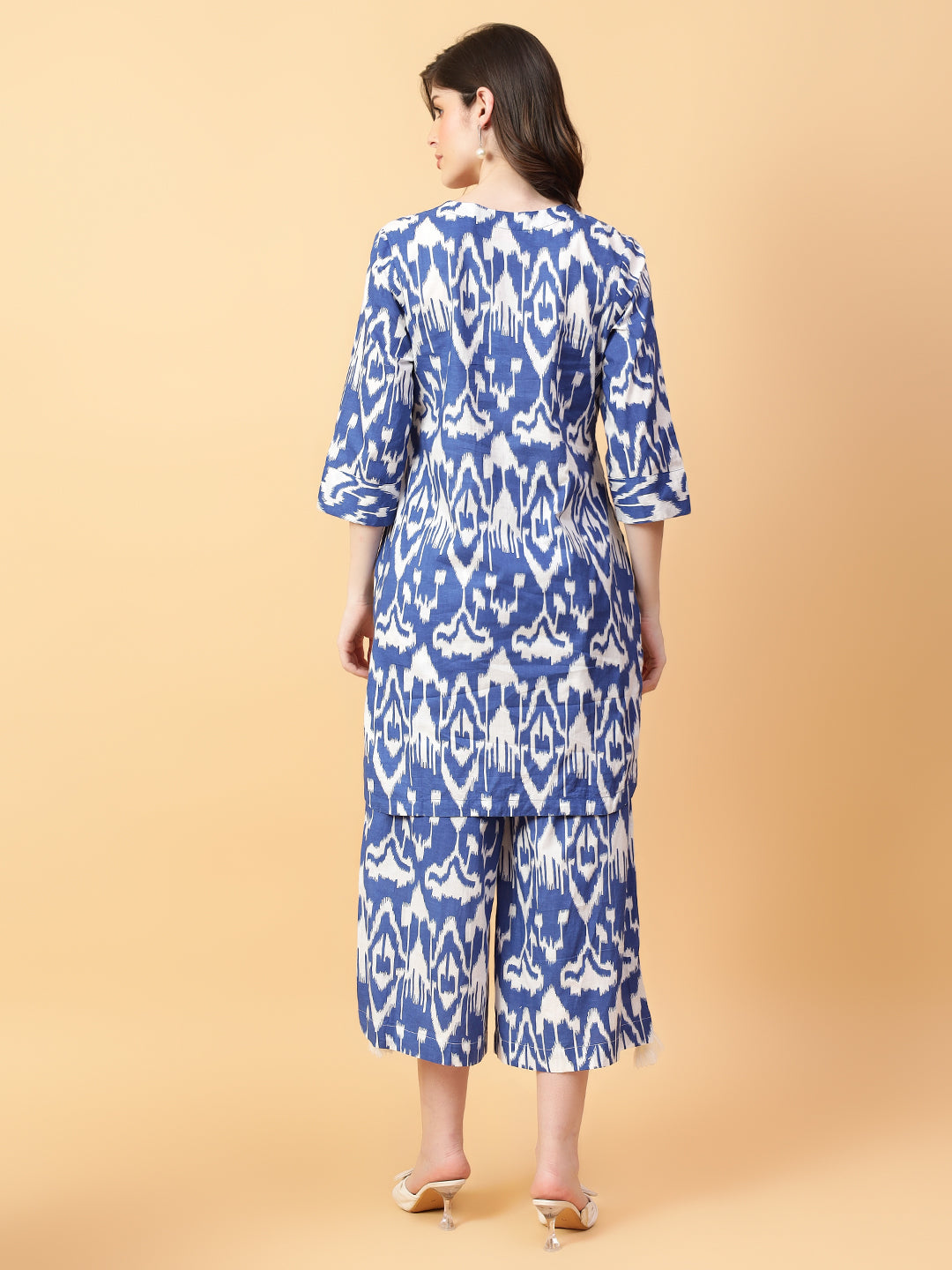 Blue Cotton Printed & Hand Work Co-Ord Set (Set of 2)