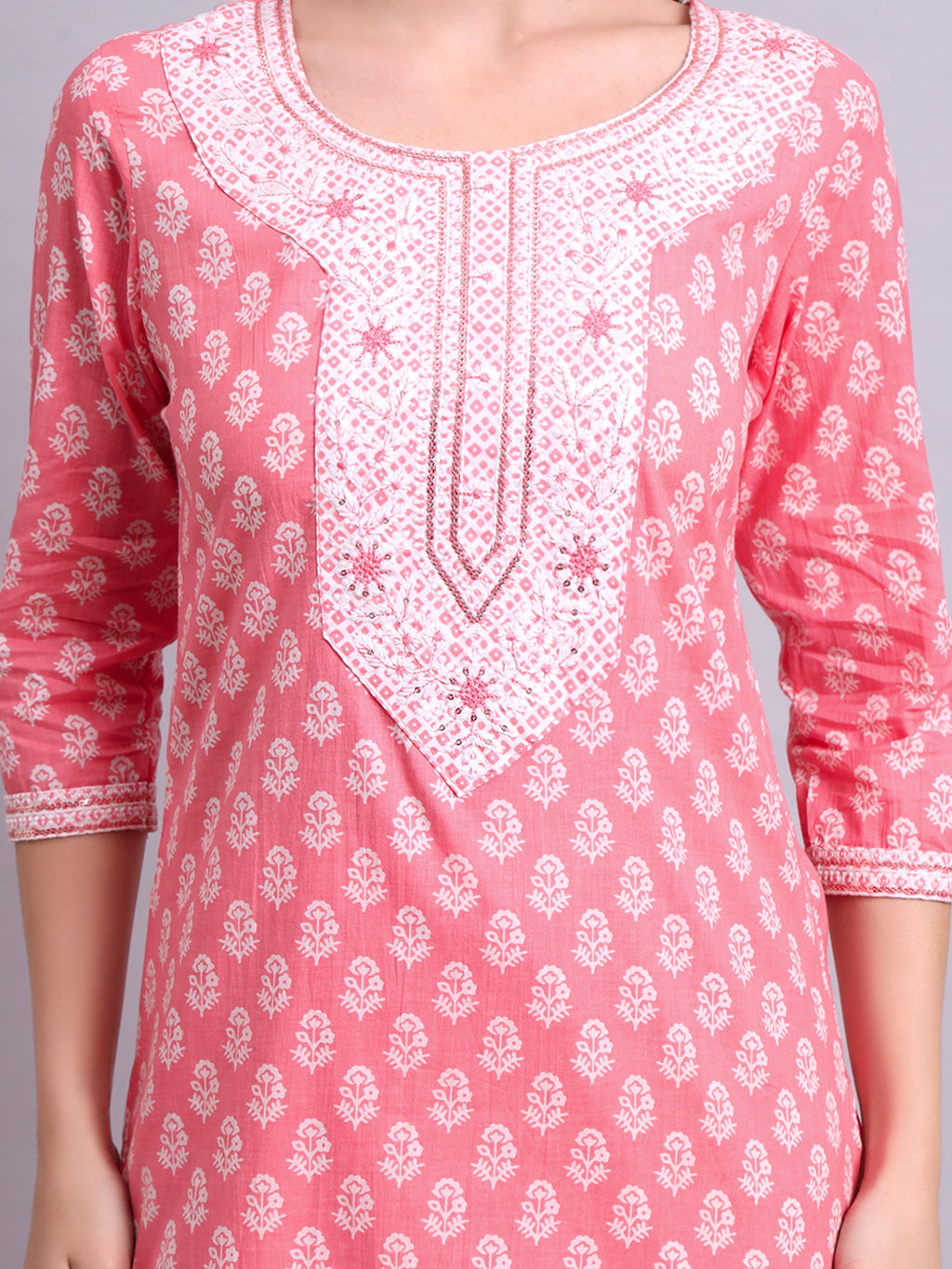 Red Cotton Buti Printed & Embroidery Work Kurta With Pant Sets with dupatta