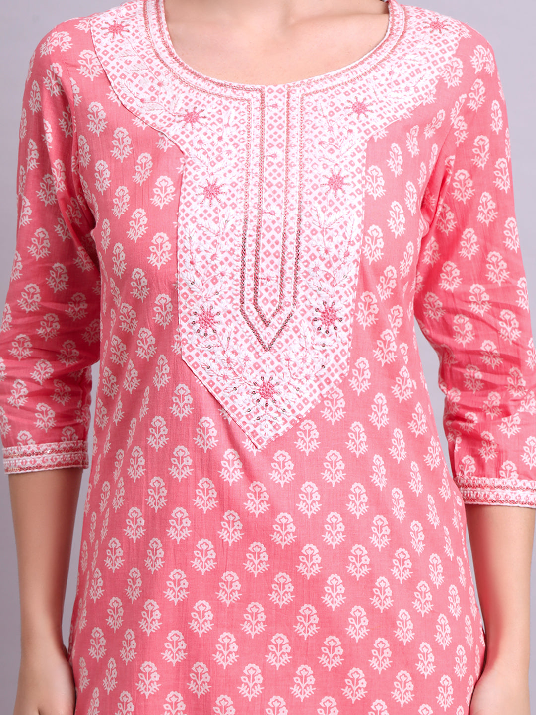 Red Cotton Buti Printed & Embroidery Work Kurta With Pant Sets with dupatta