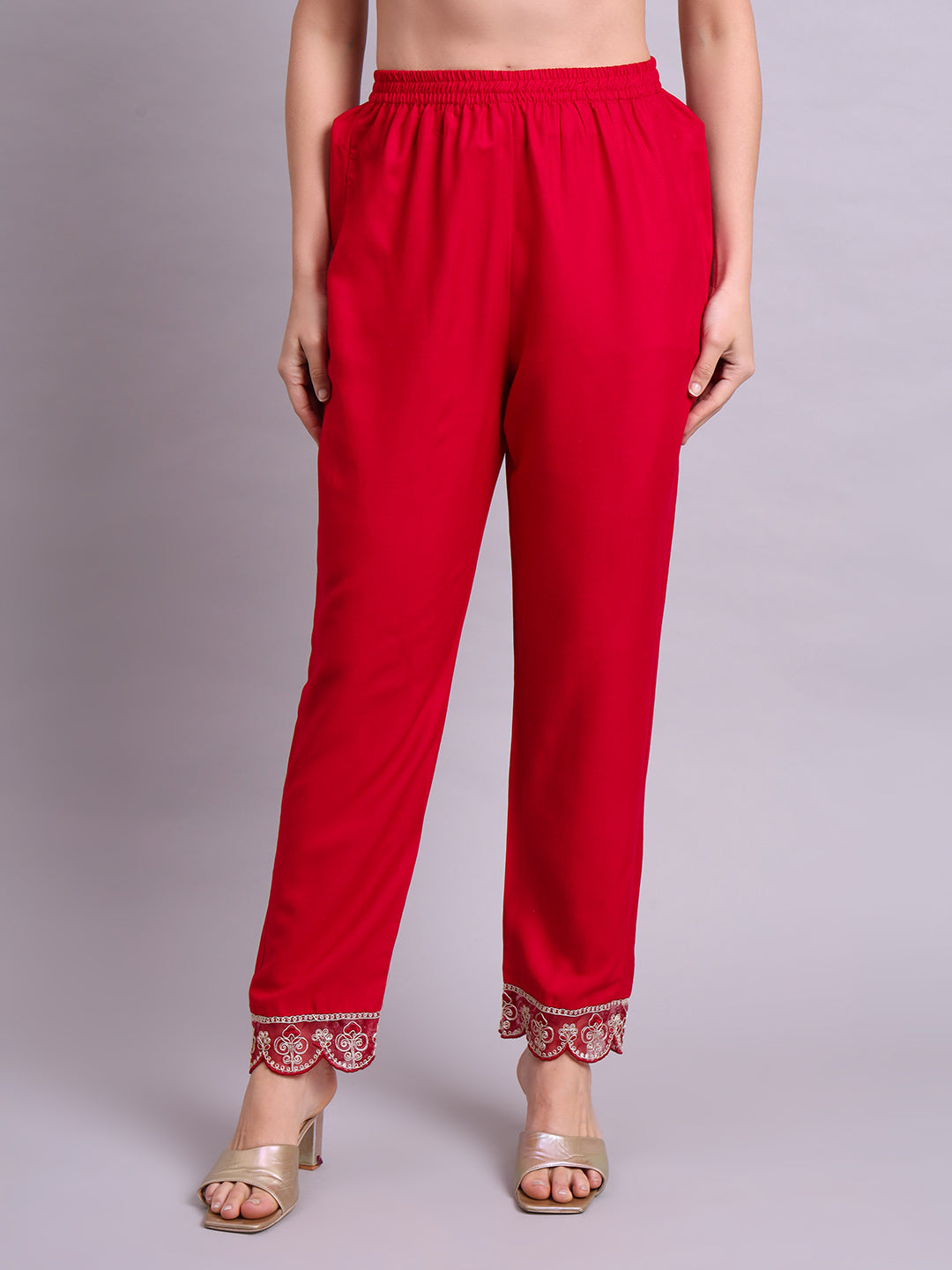Maroon Cotton Floral Printed & Embroidery Work Kurta With Pant and dupatta