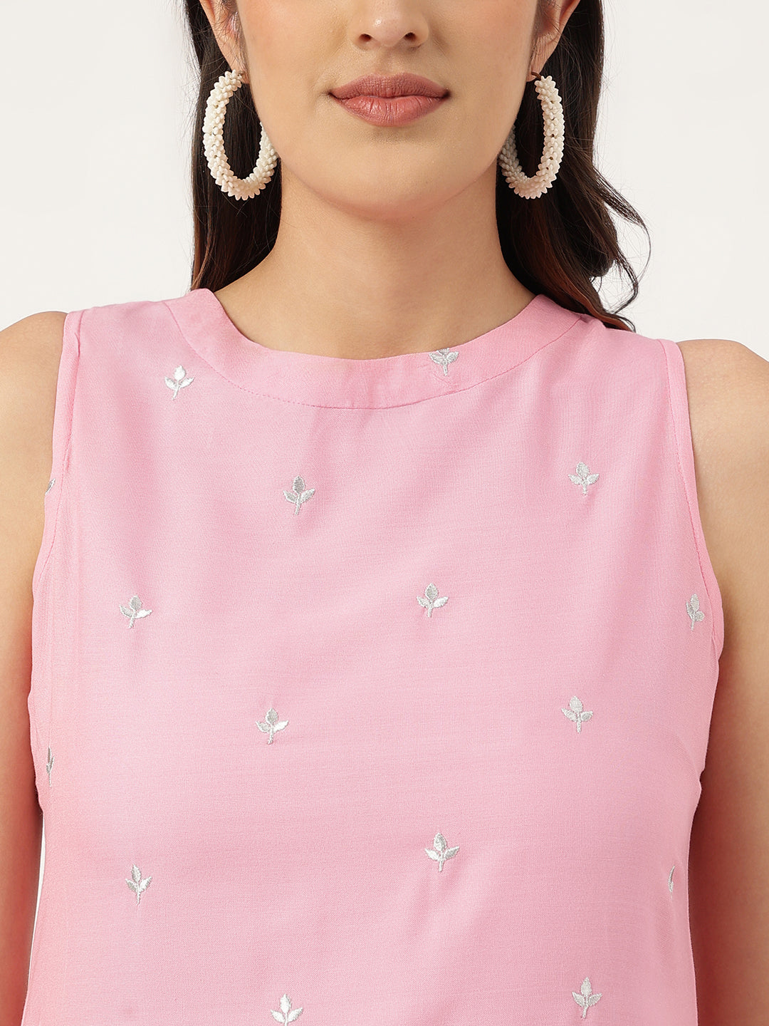 Embroidered Rayon Pink Straright Kurta Sets