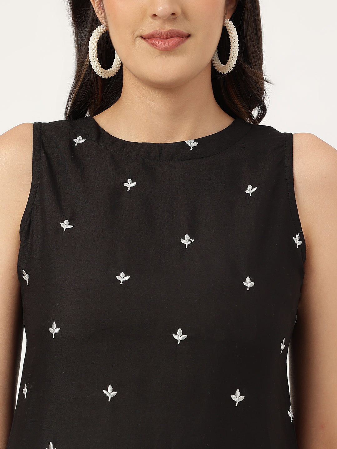 Embroidered Rayon Black Straright Kurta Sets
