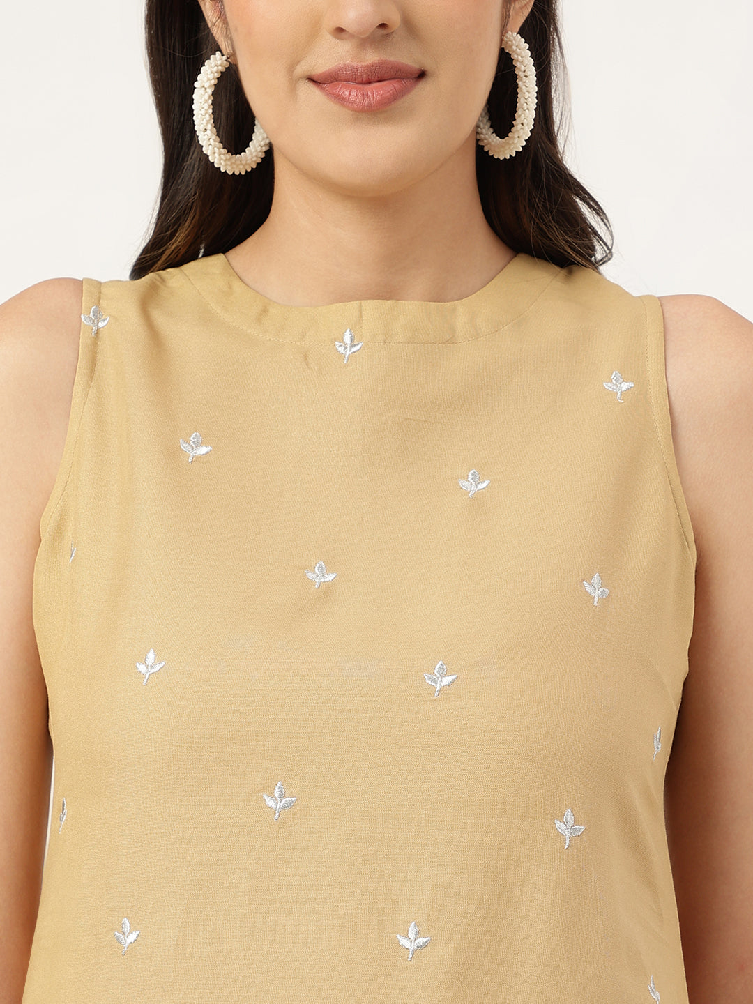 Embroidered Rayon Beige Straright Kurta Sets