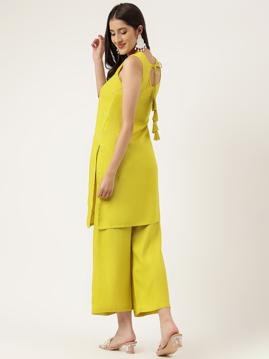 Embroidered Rayon Yellow Straight Kurta Sets