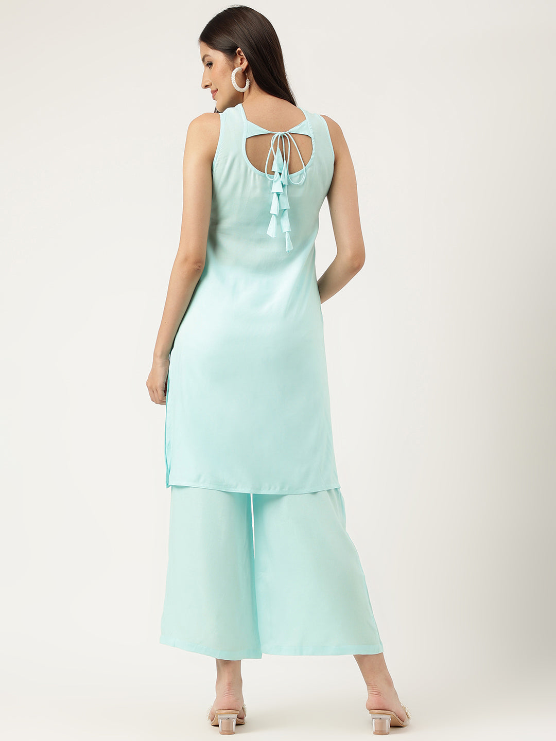 Embroidered Rayon Blue Straright Kurta Sets