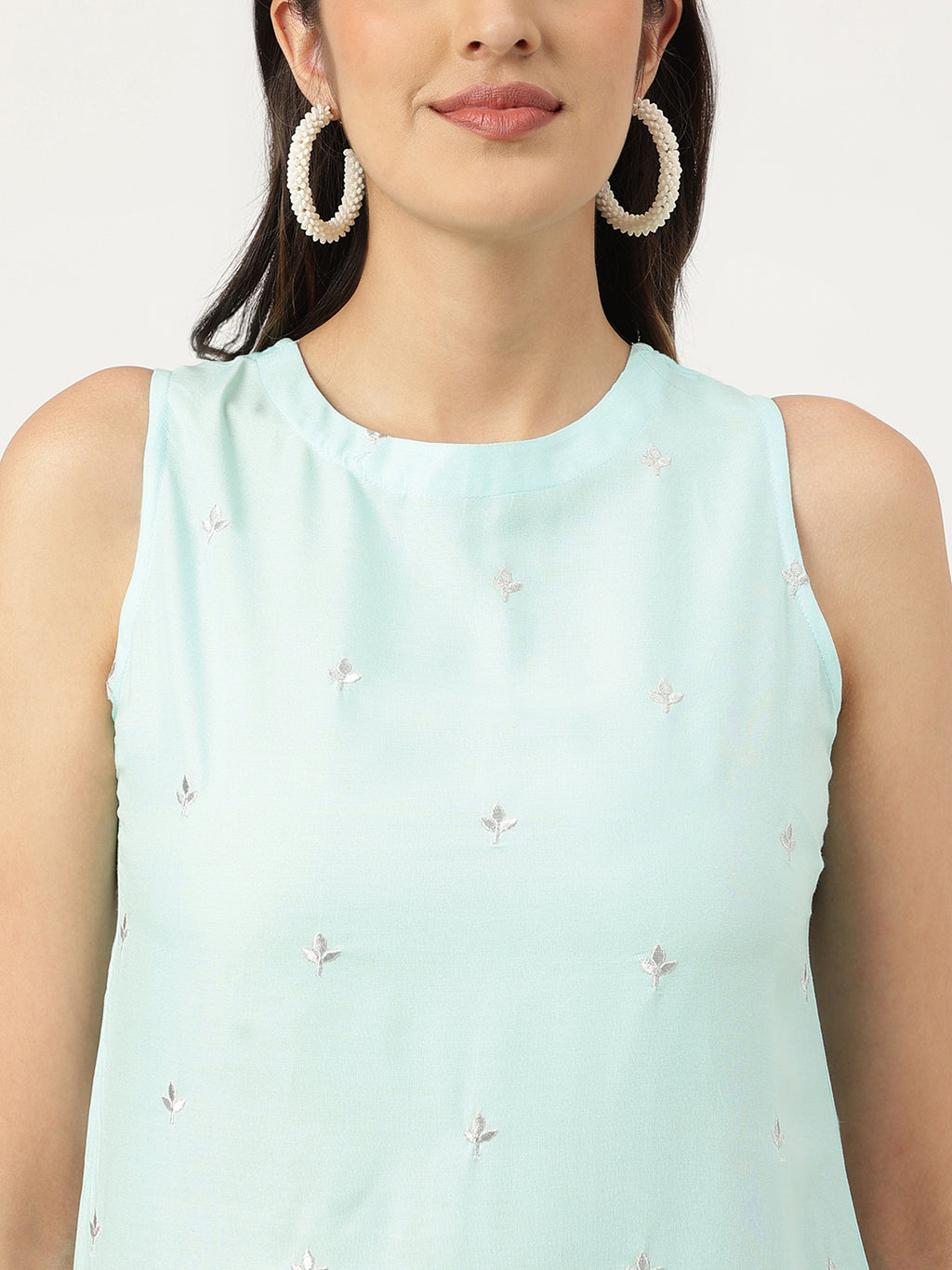 Embroidered Rayon Blue Straright Kurta Sets
