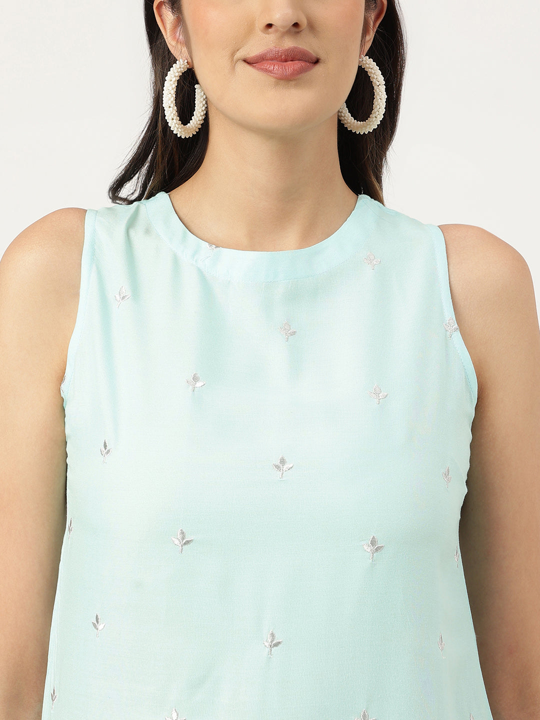 Embroidered Rayon Blue Straright Kurta Sets
