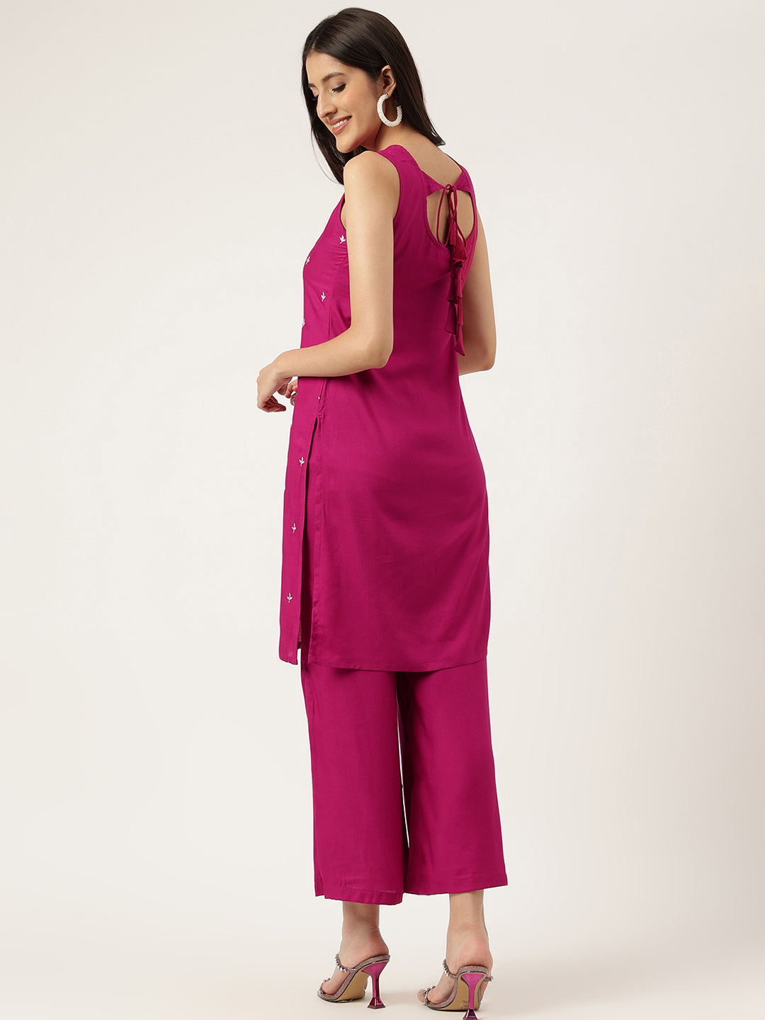 Embroidered Rayon Pink Straight Kurta Sets