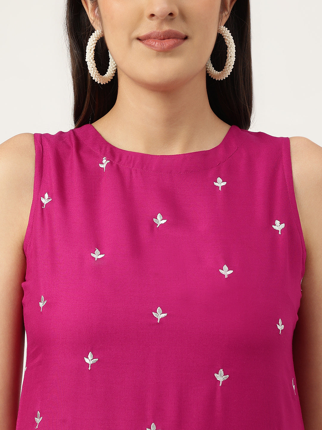 Embroidered Rayon Pink Straight Kurta Sets